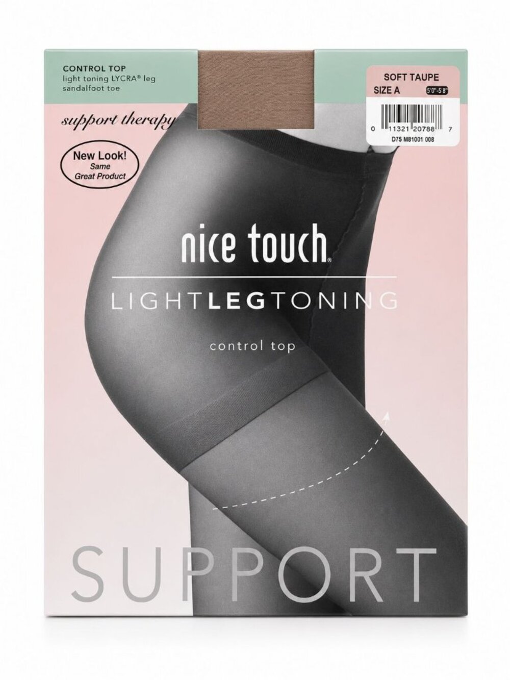 Nice Touch Support Therapy size A Toning Control Top Pantyhose Soft Taupe